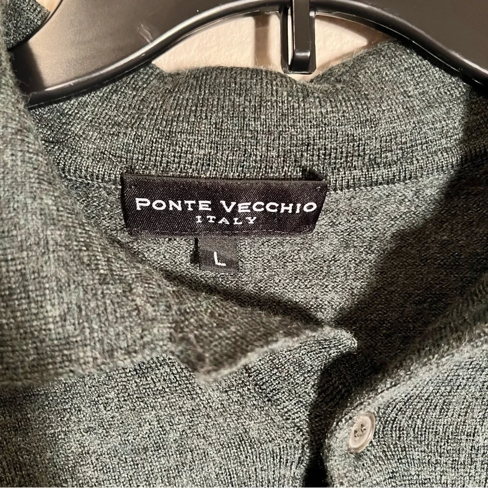 Ponte Vecchio Men's Olive Green Knit Polo Sweater - Picture 8 of 10